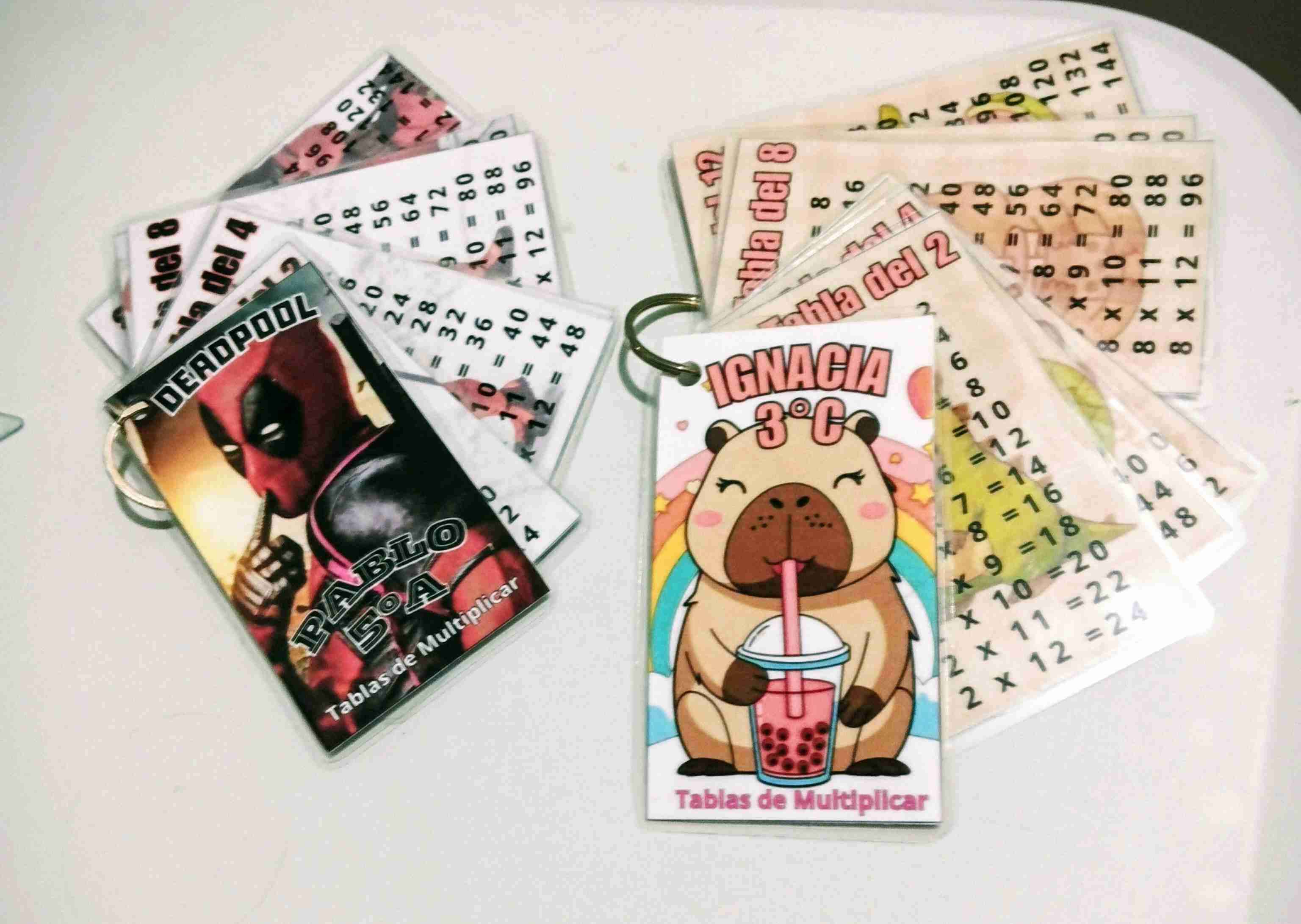 Tarjetas de tablas de multiplicar