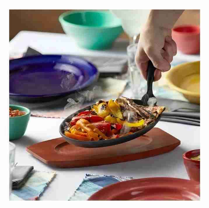 Set de 2 platos de hierro y base de madera - miniatura 4