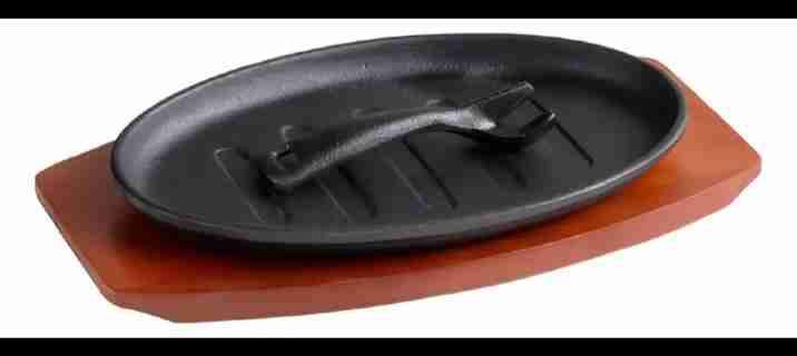 Set de 2 platos de hierro y base de madera - miniatura 5