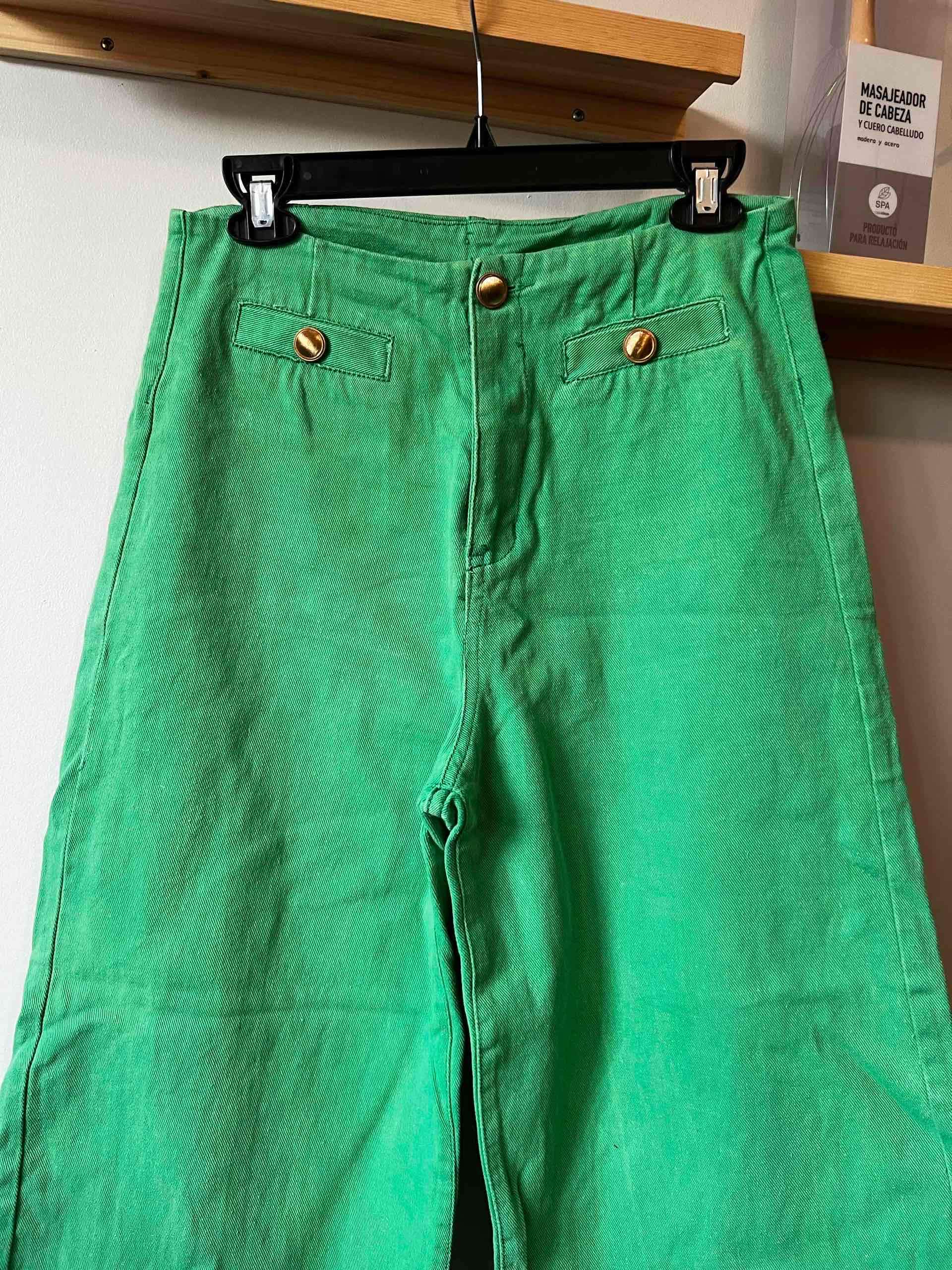 Pantalones verdes de pierna ancha - miniatura 2