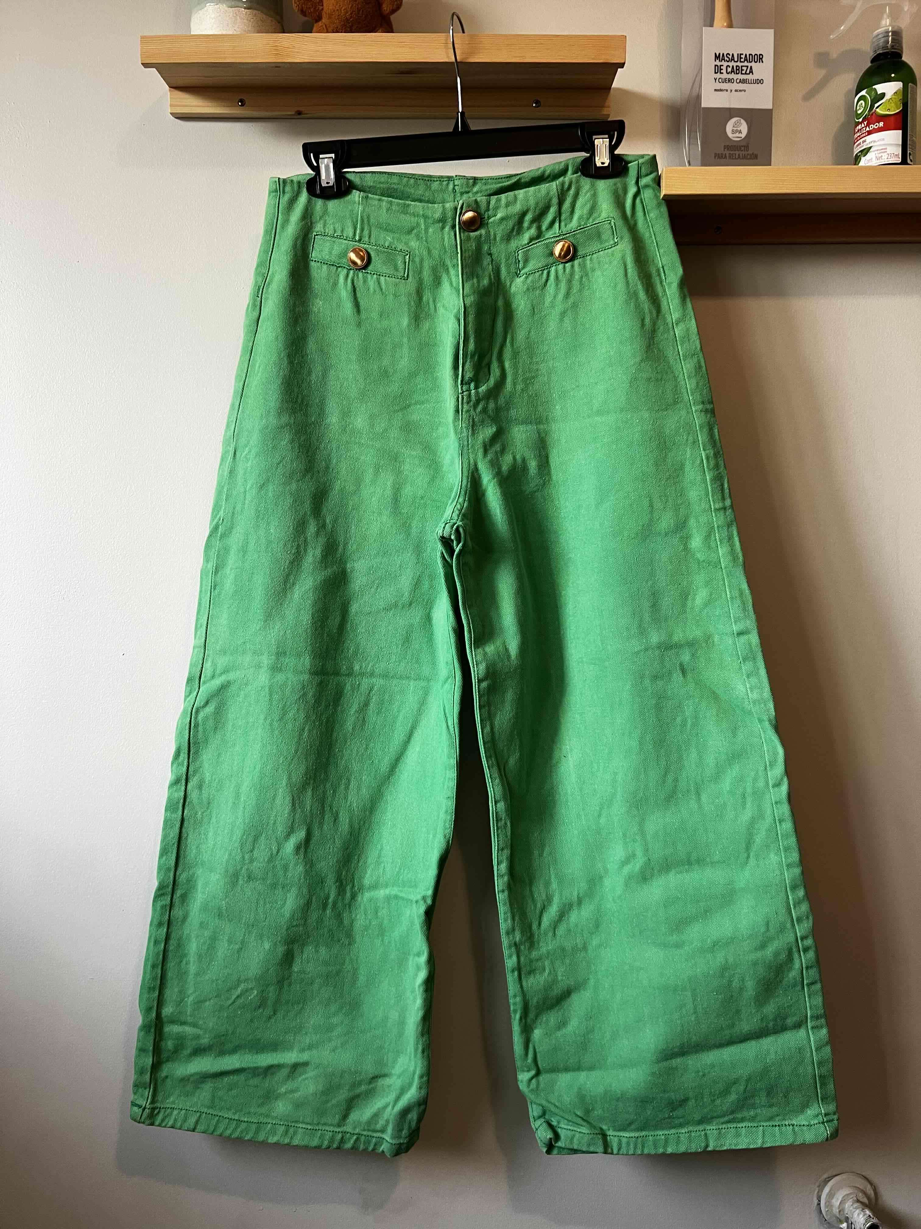 Pantalones verdes de pierna ancha - miniatura 3