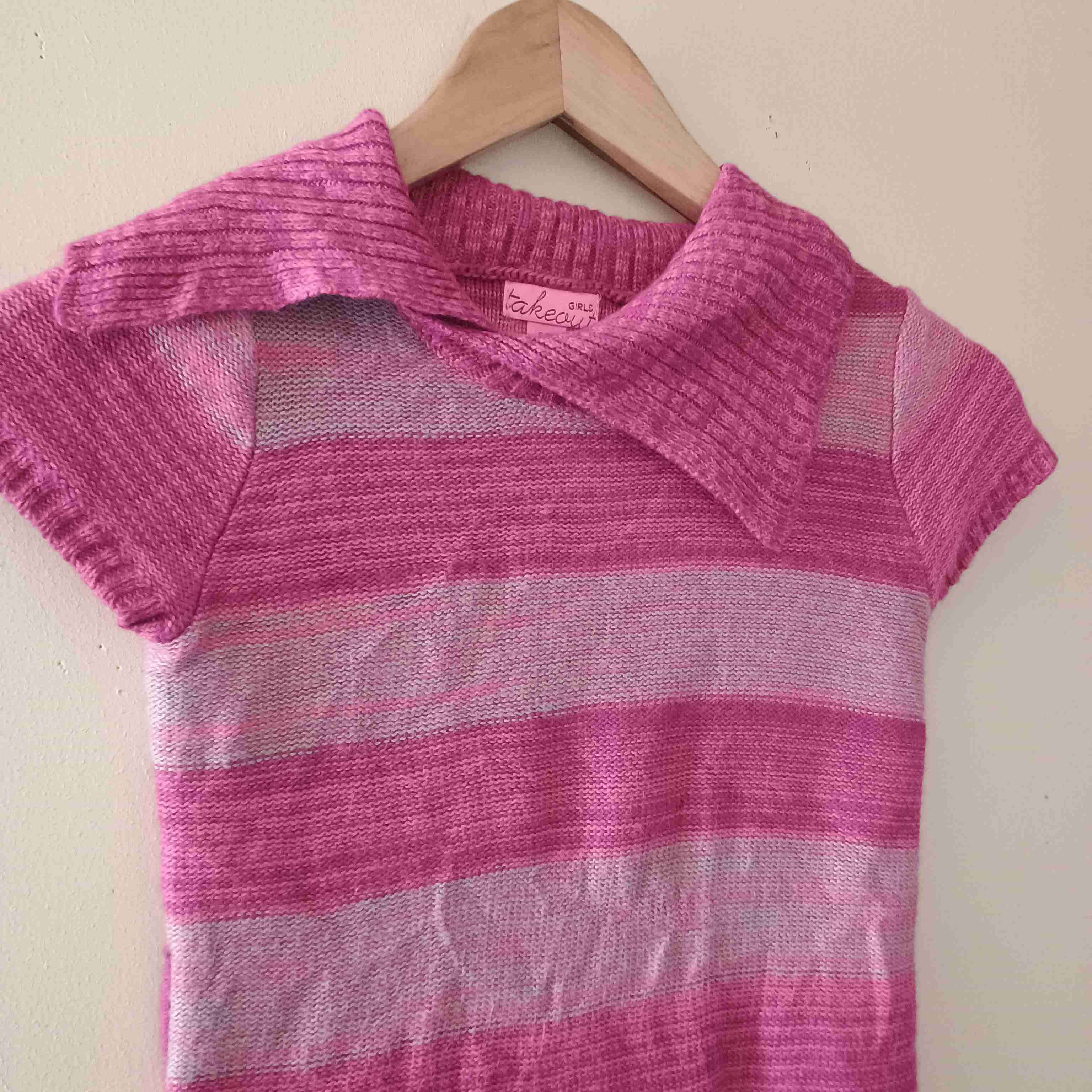 Vestido rayado rosado niña - miniatura 2